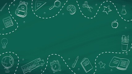 Back to school doodle elements on chalkboard animation background - Powered by Adobe