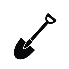 Black Spade Shovel Silhouette Vector Icon White Background