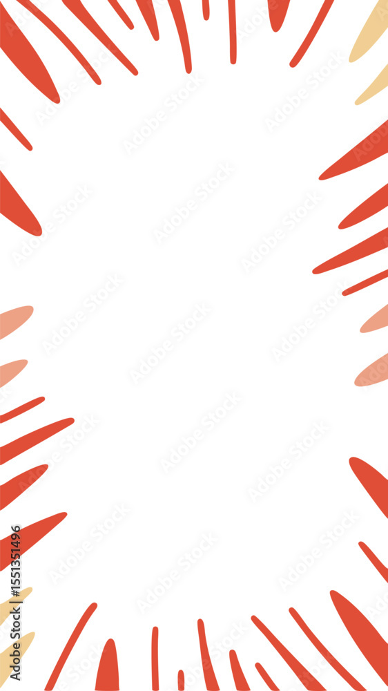 Poster abstract geometric design of red and beige elements forming a decorative frame with transparency
