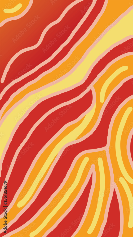 Poster abstract wavy lines in warm colors illustration suitable for various design projects with transparen