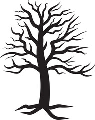 
hand-drawn Halloween dry, dead, spooky, scary tree vector silhouette, Halloween creepy old dry No leaves svg clipart, Winter Naked Black Branch bare branches trees silhouettes vector elements