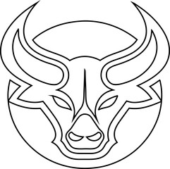 outline Bull face logo vector, clean design for strength logos.