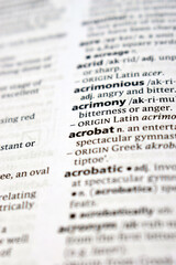 English Definition Dictionary Of Printed Word -  Acrobat Close Up