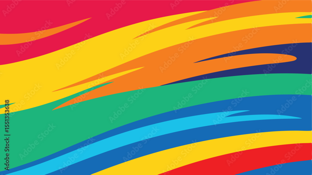 Poster vibrant abstract design featuring colorful wavy strokes on transparent background ideal for various 