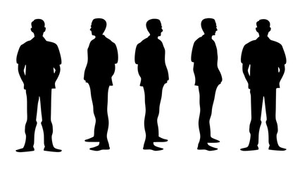 Group of silhouettes people isolated transparent background