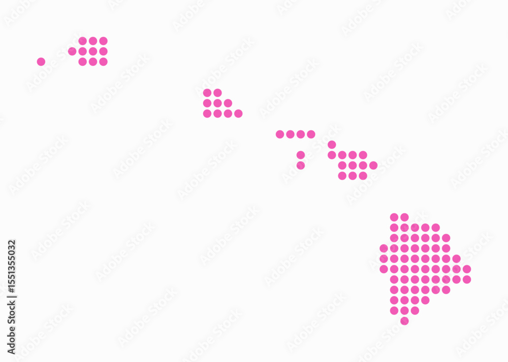Poster hawaii dotted map. digital style map of the state on white background. hawaii shape with circle dots