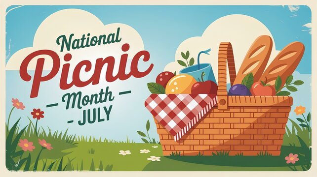 Celebrate National Picnic Month with a basket full of goodies under blue skies