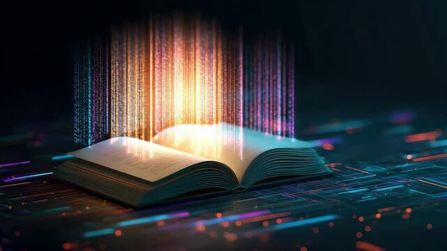 digital book glow in neon colors animation