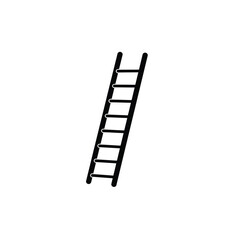 Black Silhouette Wooden Ladder Vector Icon White Background