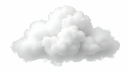 Cloud Cotton-like cloud puff with dense cotton texture, isolated on a clean white background