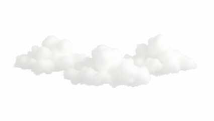 Cloud Crescent-shaped cloud trio floating in formation on white background, isolated on a clean white background