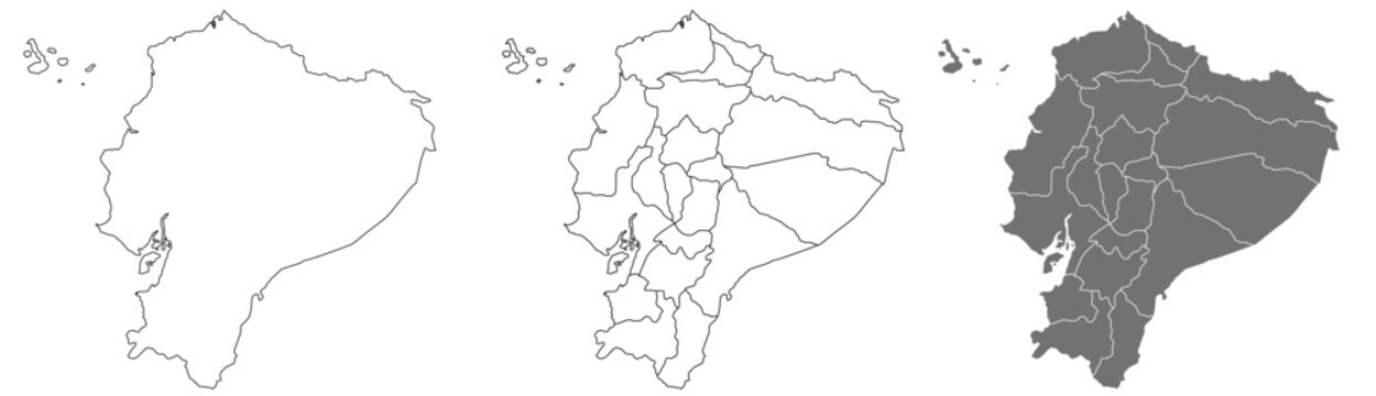 Ecuador map &ndash; vector illustration of provinces and political borders
