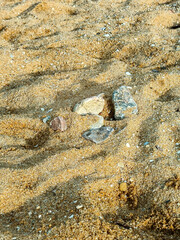 stones on the sand beach.