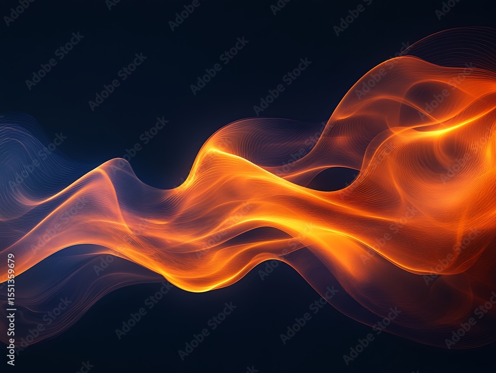 Poster abstract rendering displaying a flowing gradient of fiery orange hues on dark