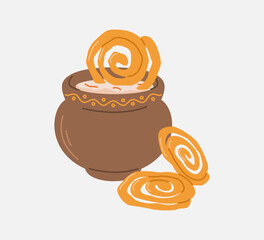 Indian Sweet Jalebi with Rabri in Clay Pot