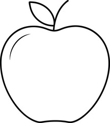 apple icon line art vector illustration on transparent background