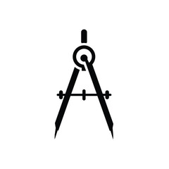 Black Silhouette Woodworking Compass Vector Icon