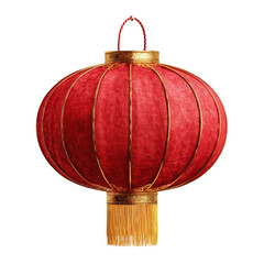 Traditional Red Chinese Lantern with Gold Accents