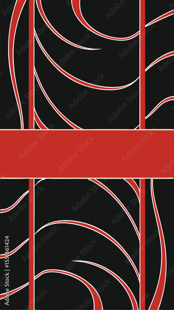Poster abstract red and black curved lines design with a transparent background for diverse creative projec