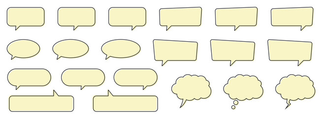 Fototapeta premium Comic Style Yellow Speech Bubbles. Talk and Chat Icons.