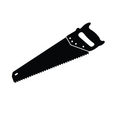Black Hand Saw Silhouette Vector Icon White Background