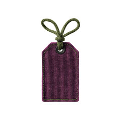 Purple Corduroy Gift Tag with Olive Green Twine