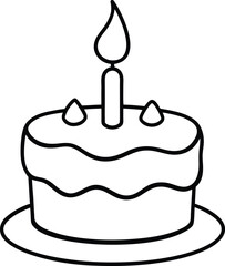 birthday cake icon line art vector illustration on transparent background