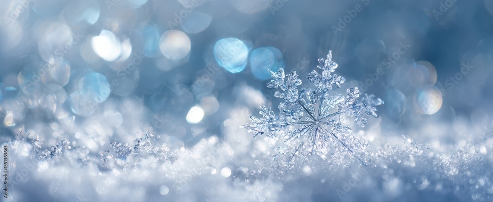 Poster the snowflake captivatingly resting on a blanket of soft snow