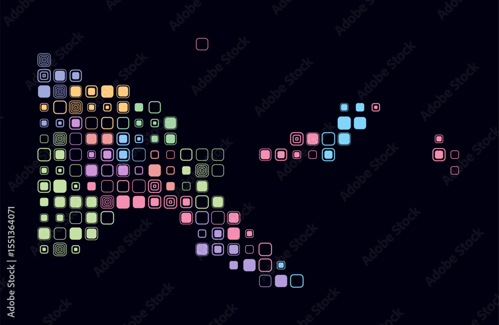 Poster papua new guinea, shape of the country build of colored cells. digital style map of the papua new gu