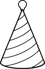 birthday party hat icon line art vector illustration on transparent background