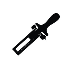 Black Silhouette Woodworking Marking Gauge Vector Icon