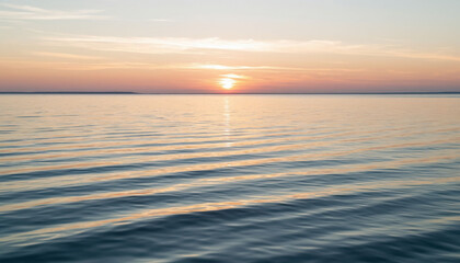 Fototapeta premium Dawn on the water of a huge lake.