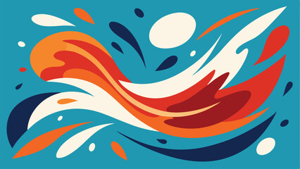 Obraz premium Abstract fluid shapes composition in vibrant colors against a bright teal background for design projects