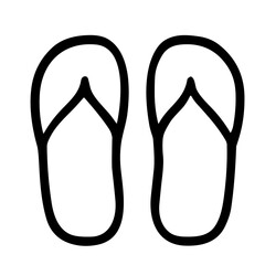 Black and White Minimalist Sandal Shoe Line Art Isolated Illustration