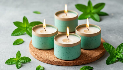 Decorative mint scented candles.