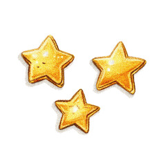 Three Golden Star-Shaped Cookies on a Green