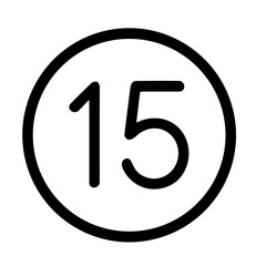Minimalist Line Number Fifteen Circle Shape Simple Symbol Graphic