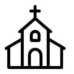 Minimalist Outline Building Church Place of Worship Architecture Line Art