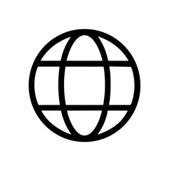 Simple Line Art Globe Icon Shape Representing Worldwide Communication
