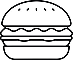 burger icon line art vector illustration on transparent background