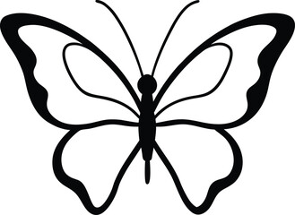 butterfly sticker icon line art vector illustration on transparent background