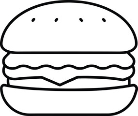 burger icon line art vector illustration on transparent background