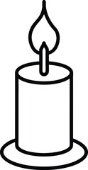 candle icon line art vector illustration on transparent background