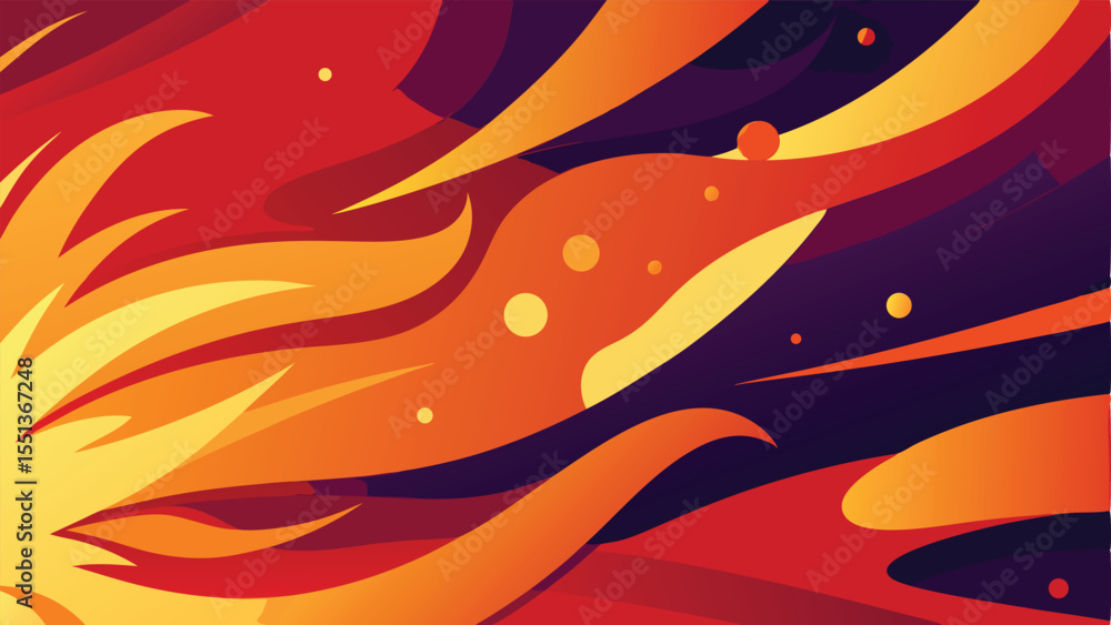 Poster abstract flame design with dynamic shapes and warm colors suitable for various creative projects