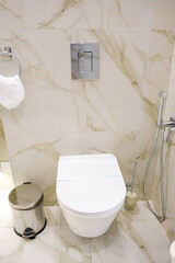 a paper strip with the inscription Sanitary safety on the toilet. 