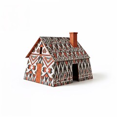 Modern architecture in Africa decorative ethnic patterned house with chimney

