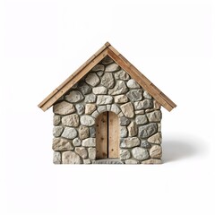 Modern architecture in Africa rustic stone house with wooden roof

