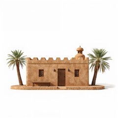 Modern architecture in Africa desert fort house with palm trees

