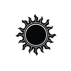 Black Silhouette Sun Icon Vector Graphic White Background