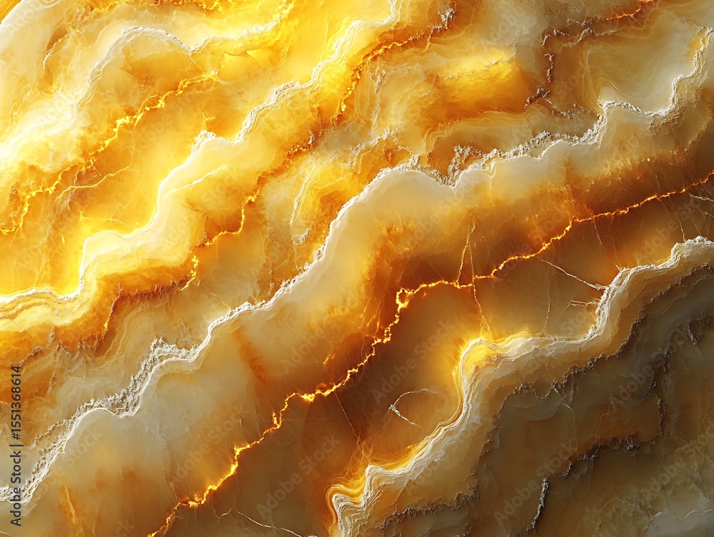 Poster striking banded onyx texture displaying gold and umber hues with layered patterns